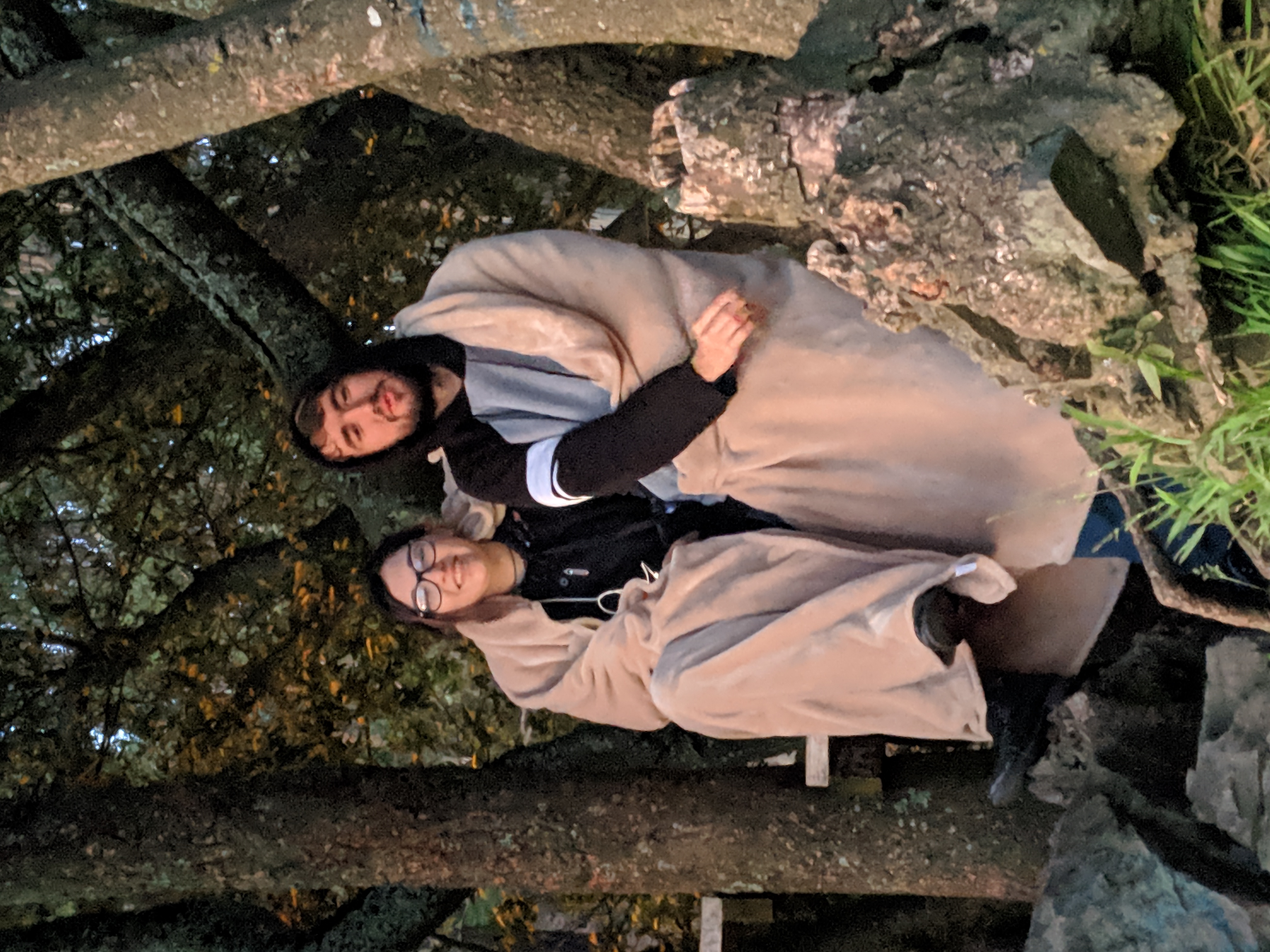 Fiancee and I wrapped in a blanket